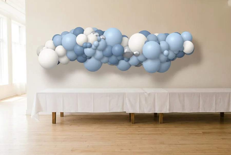The same garland in misty blue