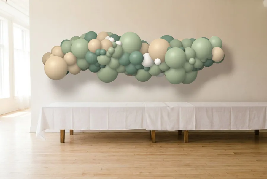 The same garland in sage and sand